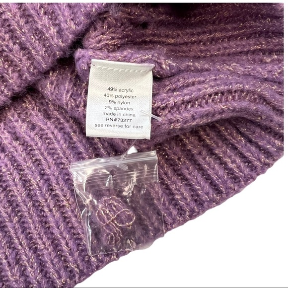 Elizabeth And James Giada Lavender Metallic Thread Chunky Open Knit Sweater - Picture 6 of 11